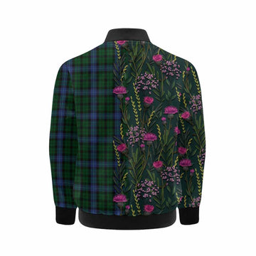 MacIntyre (McIntyre) Family Crest Tartan Kid Bomber Jacket Scottish Thistle Flower Pattern Half Style