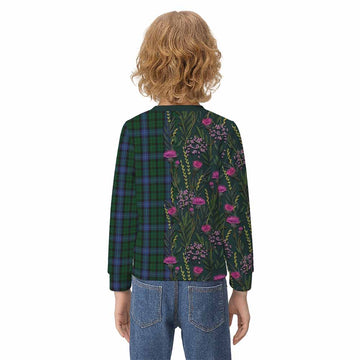 MacIntyre (McIntyre) Family Crest Tartan Kid Knitted Sweatshirt Scottish Thistle Flower Pattern Half Style