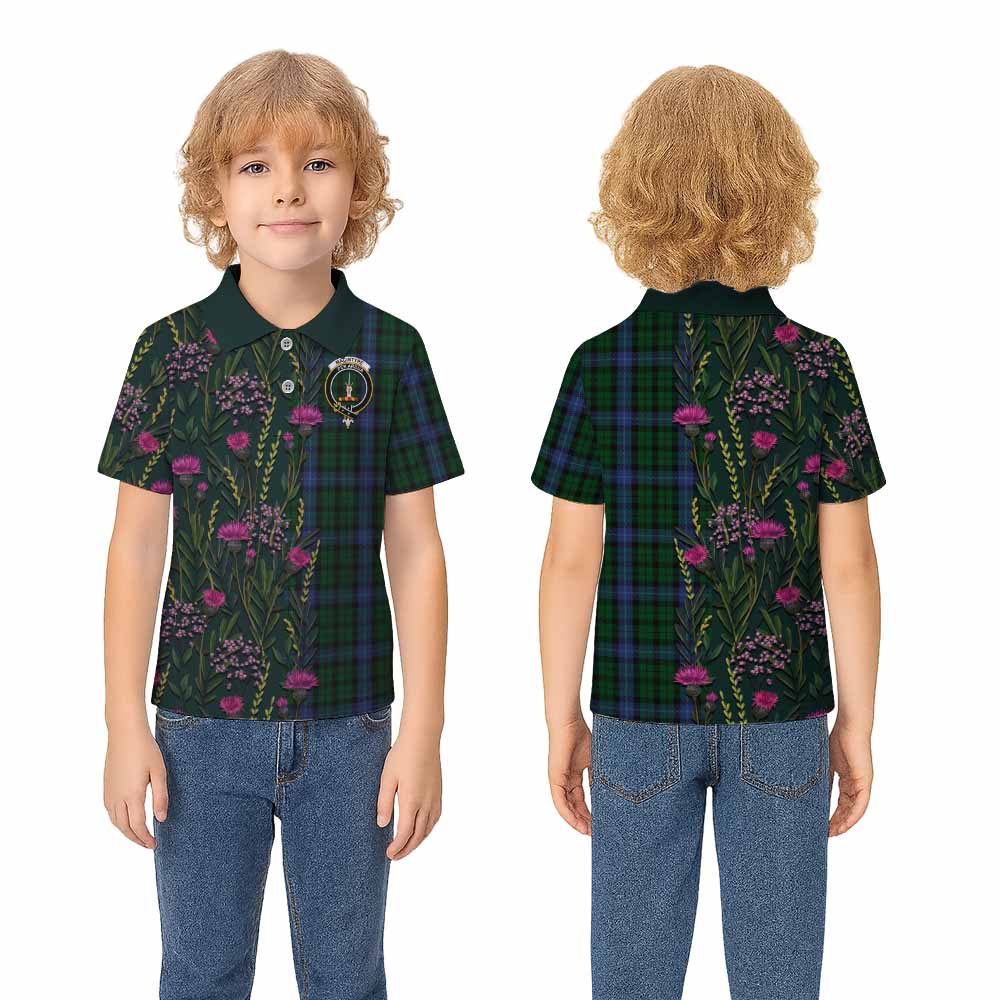 MacIntyre (McIntyre) Family Crest Tartan Kid Polo Shirt Scottish Thistle Flower Pattern Half Style - Tartan Vibes Clothing