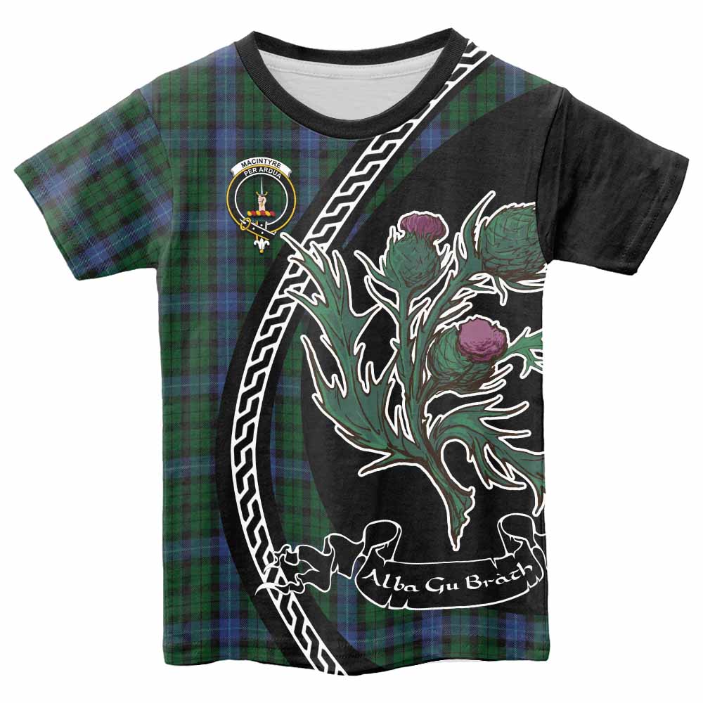 MacIntyre (McIntyre) Family Crest Tartan Kid T-shirt Alba Thistle Inspired - Tartan Vibes Clothing
