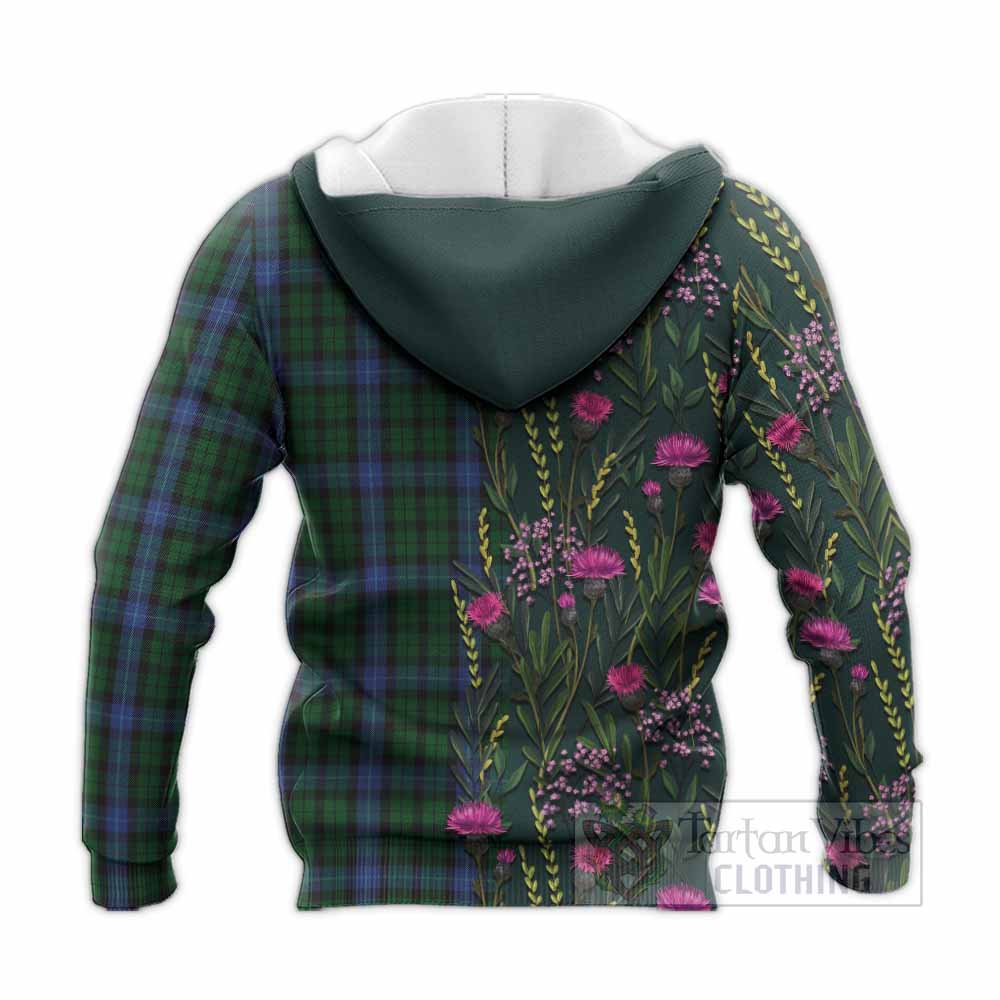 MacIntyre (McIntyre) Family Crest Tartan Knitted Hoodie Scottish Thistle Flower Pattern Half Style - Tartan Vibes Clothing