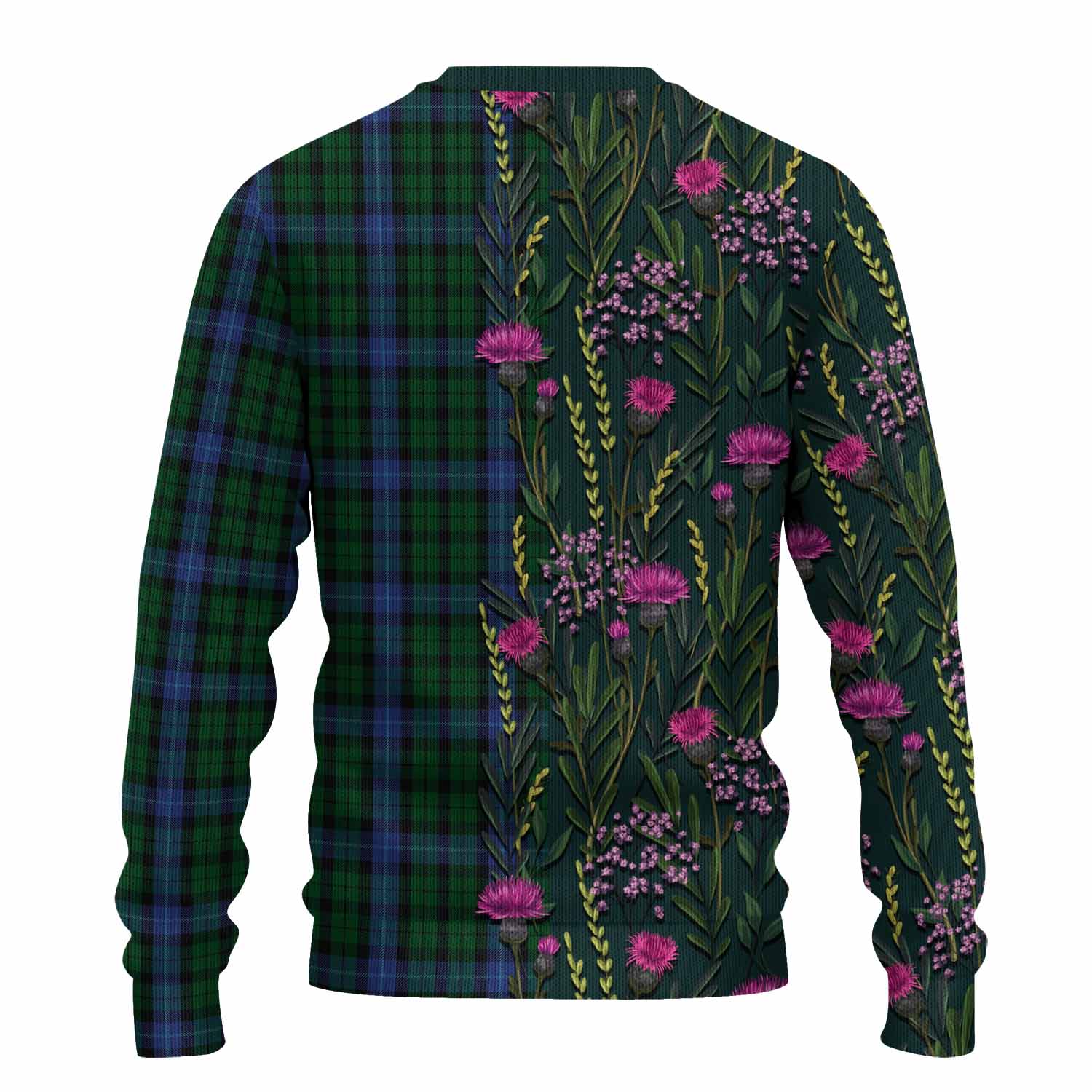 MacIntyre (McIntyre) Family Crest Tartan Knitted Sweater Scottish Thistle Flower Pattern Half Style - Tartan Vibes Clothing