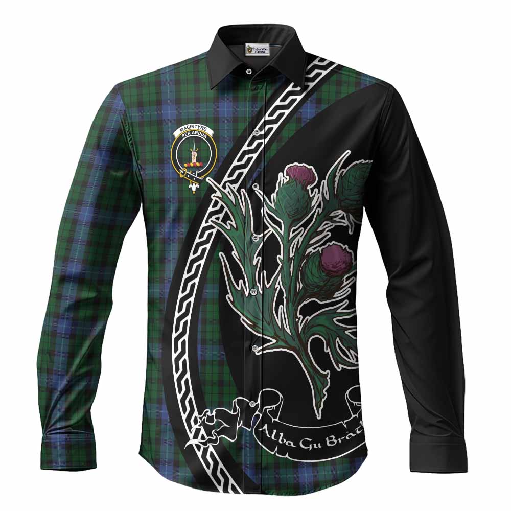 MacIntyre (McIntyre) Family Crest Tartan Long Sleeve Button Shirts Alba Thistle Inspired - Tartan Vibes Clothing