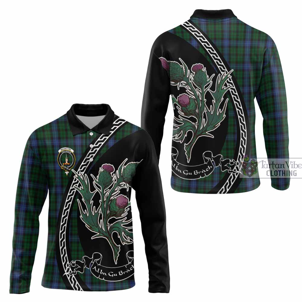MacIntyre (McIntyre) Family Crest Tartan Long Sleeve Polo Shirt Alba Thistle Inspired - Tartan Vibes Clothing