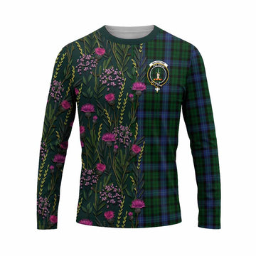 MacIntyre (McIntyre) Family Crest Tartan Long Sleeve T-Shirt Scottish Thistle Flower Pattern Half Style - Tartan Vibes Clothing