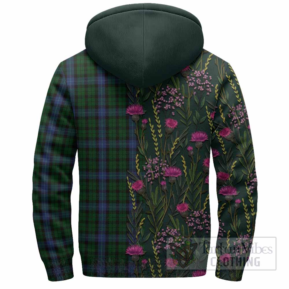 MacIntyre (McIntyre) Family Crest Tartan Sherpa Hoodie Scottish Thistle Flower Pattern Half Style - Tartan Vibes Clothing