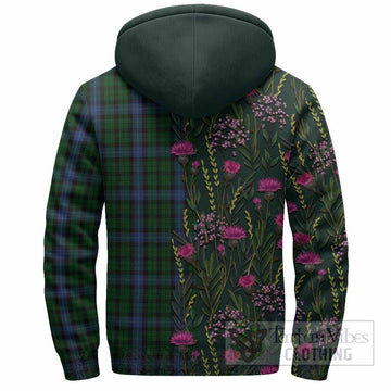 MacIntyre (McIntyre) Family Crest Tartan Sherpa Hoodie Scottish Thistle Flower Pattern Half Style