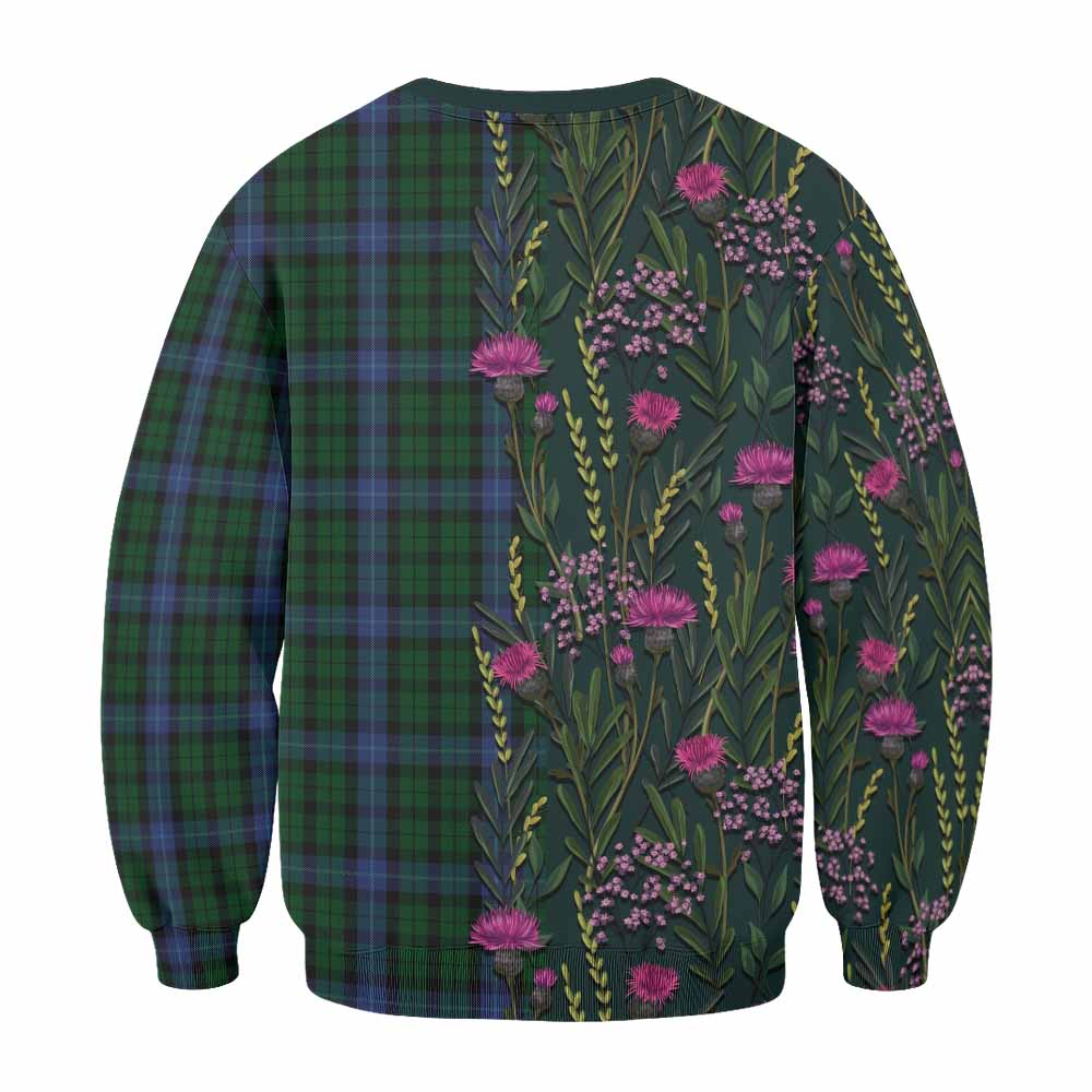 MacIntyre (McIntyre) Family Crest Tartan Sweatshirt Scottish Thistle Flower Pattern Half Style - Tartan Vibes Clothing