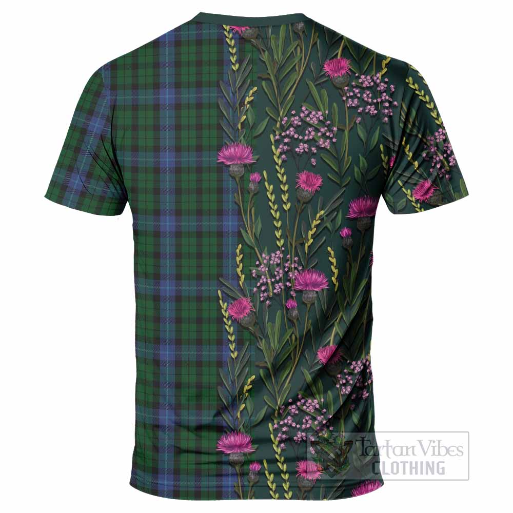 MacIntyre (McIntyre) Family Crest Tartan T-Shirt Scottish Thistle Flower Pattern Half Style - Tartan Vibes Clothing