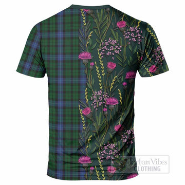 MacIntyre (McIntyre) Family Crest Tartan T-Shirt Scottish Thistle Flower Pattern Half Style - Tartan Vibes Clothing
