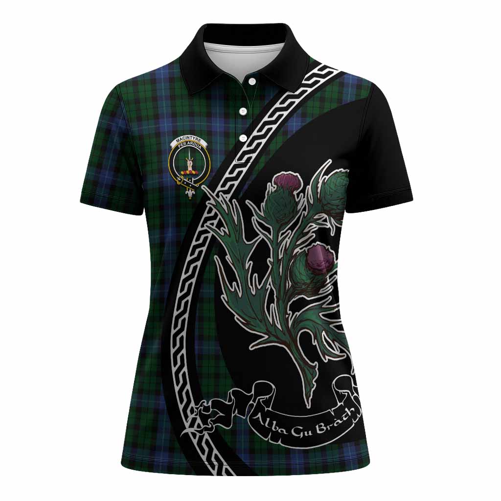 MacIntyre (McIntyre) Family Crest Tartan Women Polo Shirt Alba Thistle Inspired - Tartan Vibes Clothing