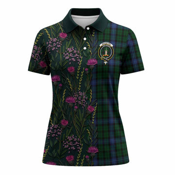 MacIntyre (McIntyre) Family Crest Tartan Women Polo Shirt Scottish Thistle Flower Pattern Half Style
