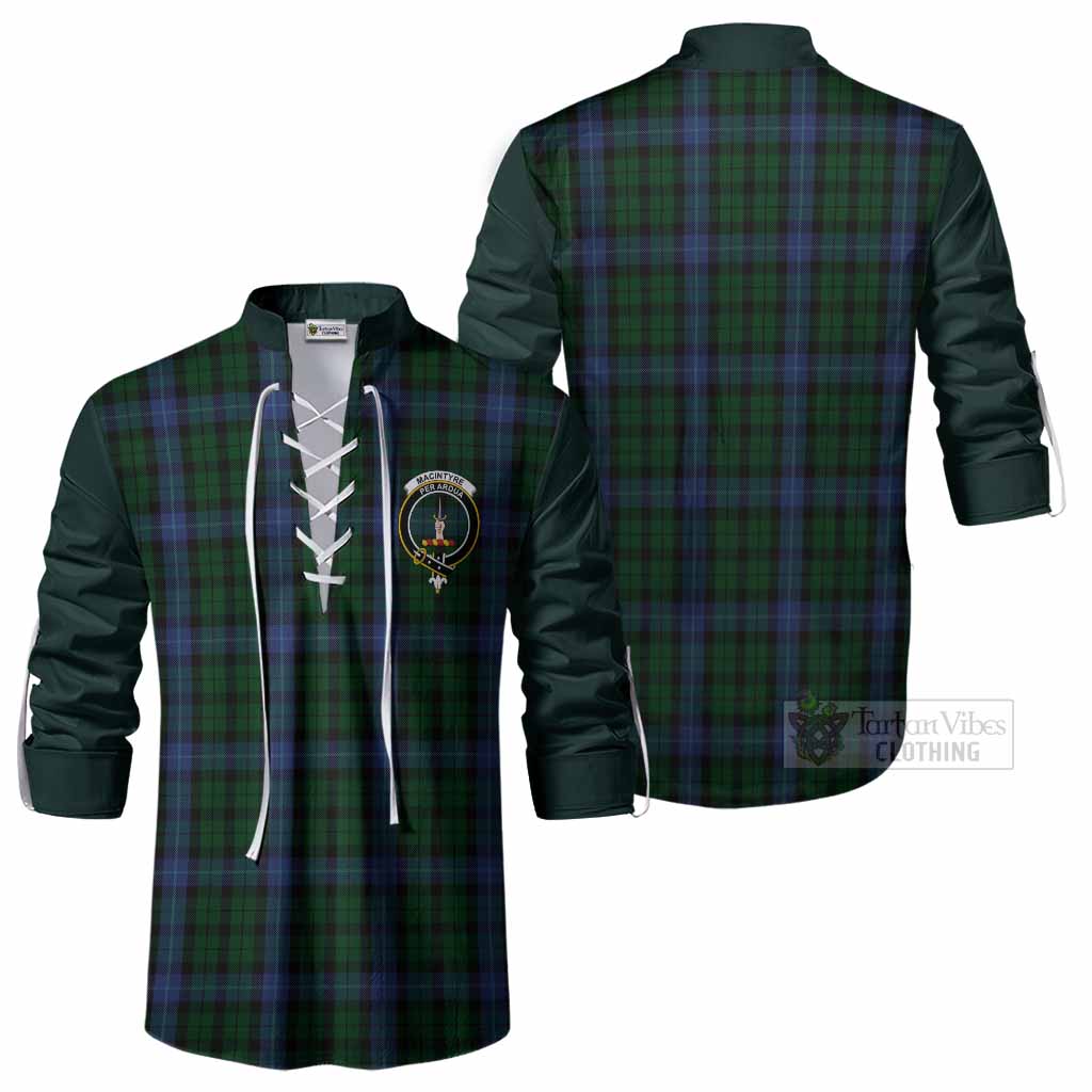 MacIntyre (McIntyre) Tartan Accent Ghillie Shirt with Family Crest