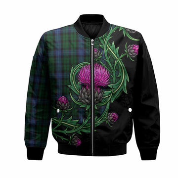 MacIntyre (McIntyre) Tartan Bomber Jacket Resilient Scottish Thistle Unisex Black - Tartan Vibes Clothing