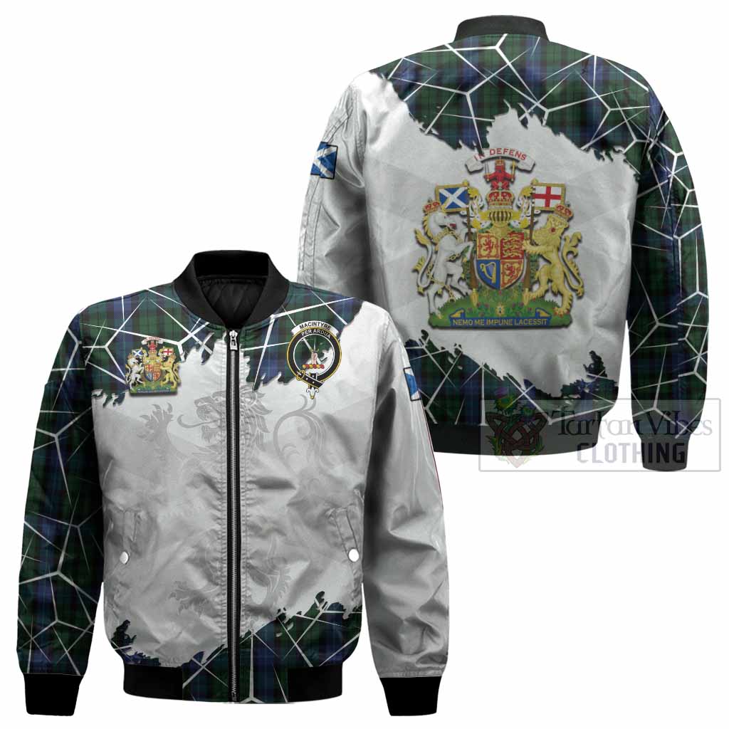 MacIntyre (McIntyre) Tartan Bomber Jacket with Family Crest and Lion Rampant Grunge Style