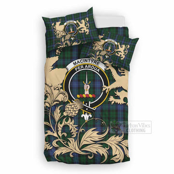 MacIntyre (McIntyre) Tartan Crest Bedding Set with Scottish Iconic Symbols 