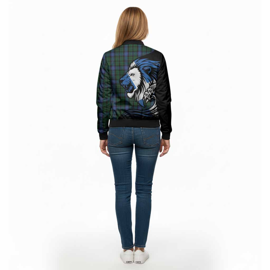 MacIntyre (McIntyre) Tartan Crest Bomber Jacket Scottish Golden Lions Wave Flow