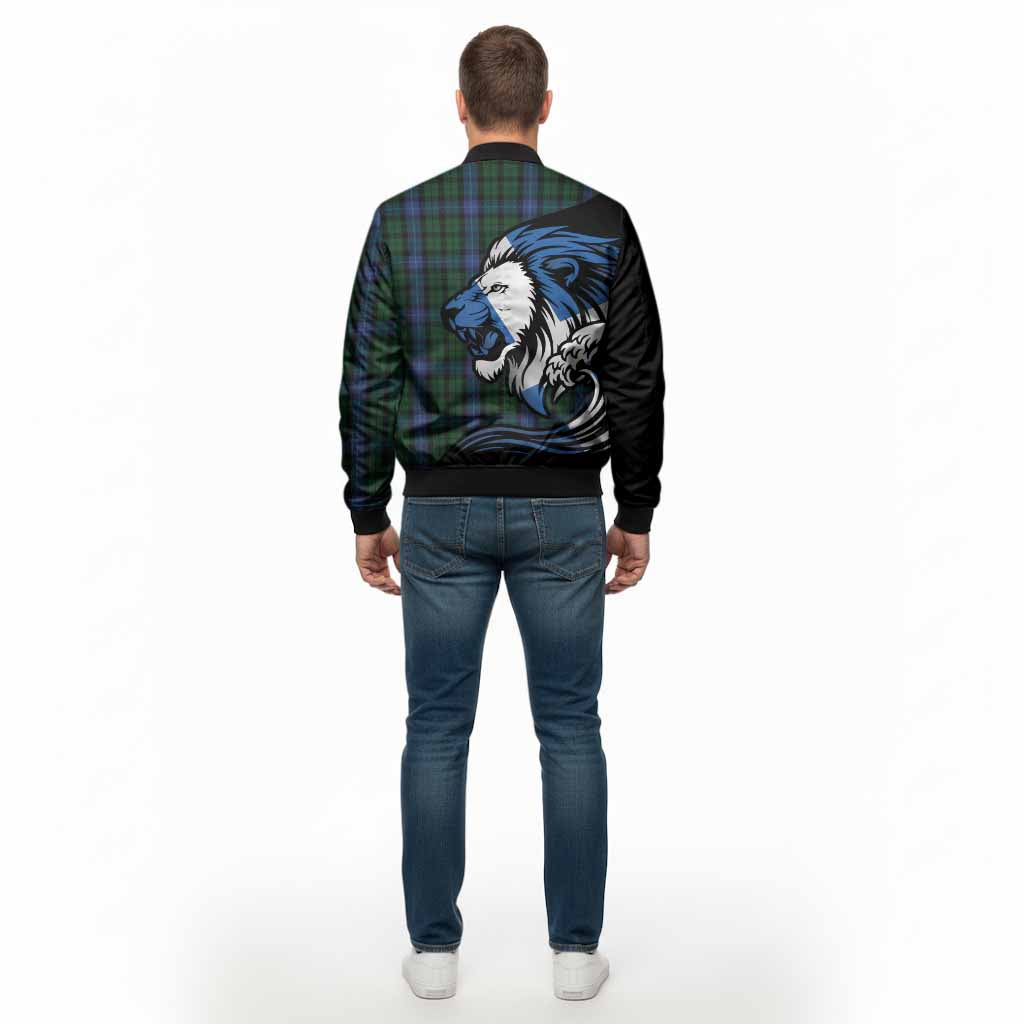 MacIntyre (McIntyre) Tartan Crest Bomber Jacket Scottish Golden Lions Wave Flow