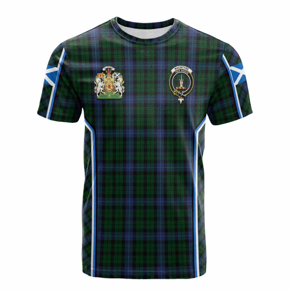 MacIntyre (McIntyre) Tartan Crest Cotton T-shirt Scotland Coat of Arm Flag Style - Tartan Vibes Clothing