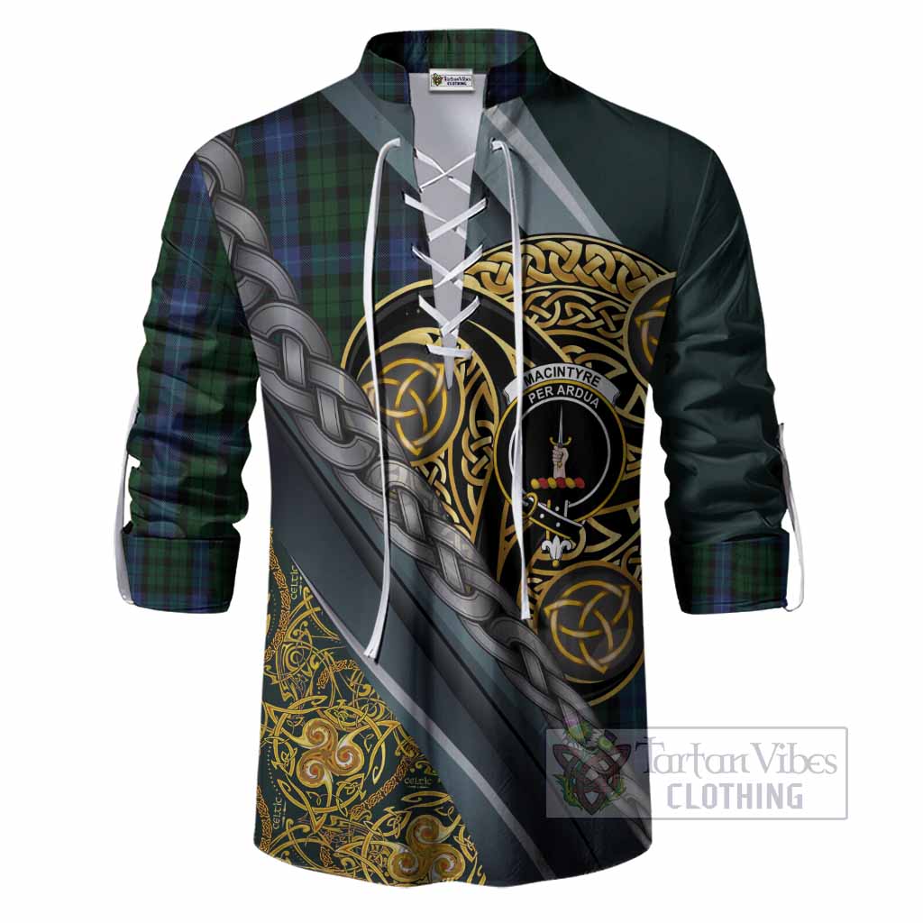 MacIntyre (McIntyre) Tartan Crest Ghillie Shirt Scottish Triskele Celtic