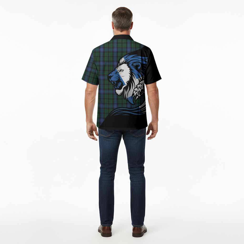 MacIntyre (McIntyre) Tartan Crest Hawaiian Shirt Scottish Golden Lions Wave Flow