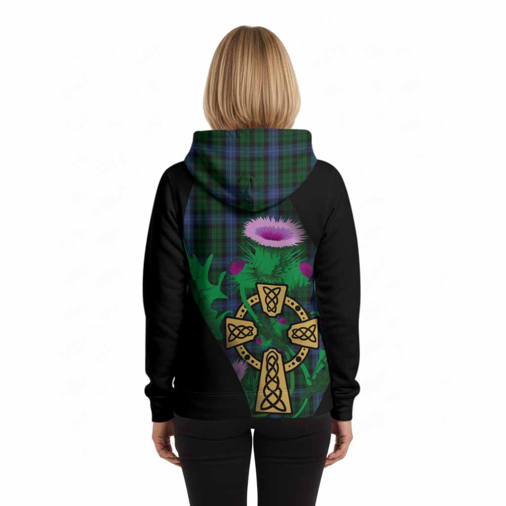 MacIntyre (McIntyre) Tartan Crest Hoodie Celtic Cross Thistle Flowers