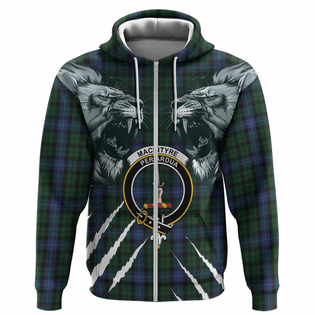 MacIntyre (McIntyre) Tartan Crest Hoodie Ferocious Lion Style