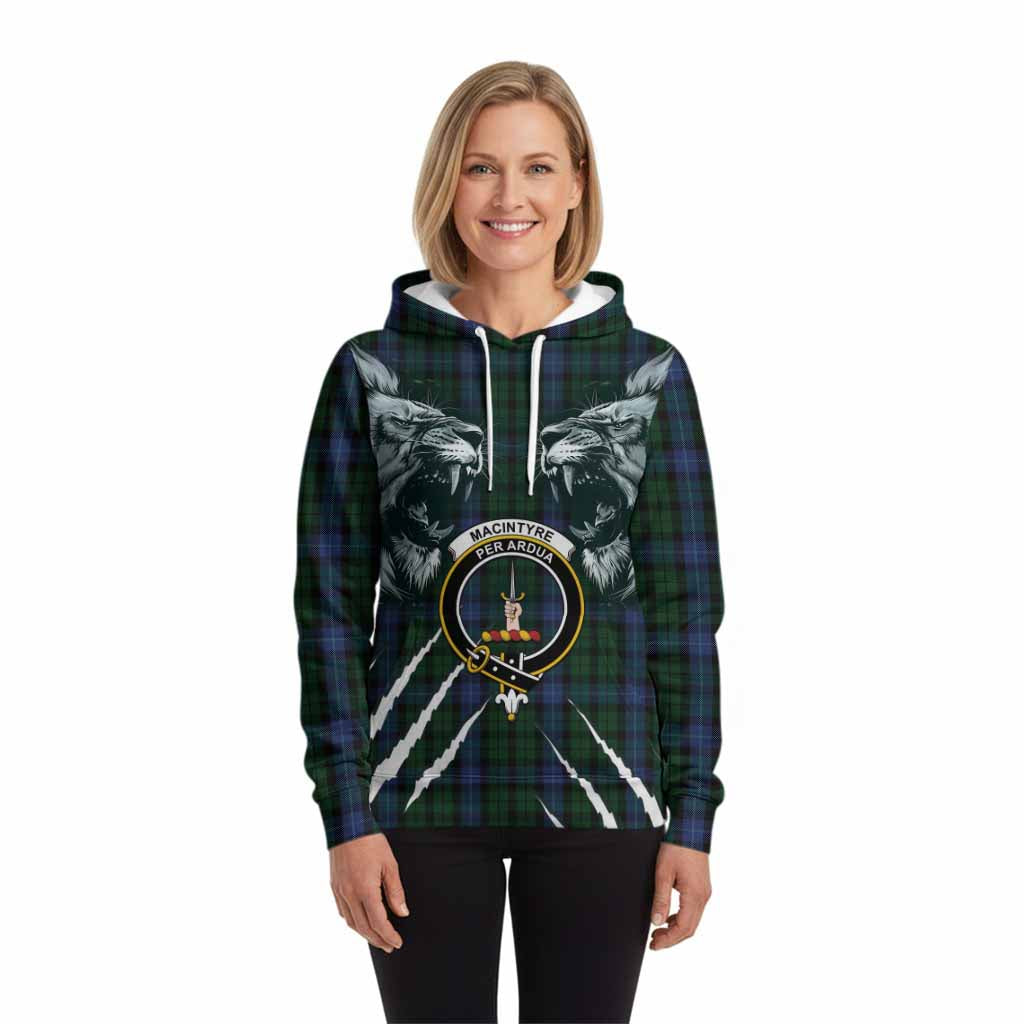 MacIntyre (McIntyre) Tartan Crest Hoodie Ferocious Lion Style
