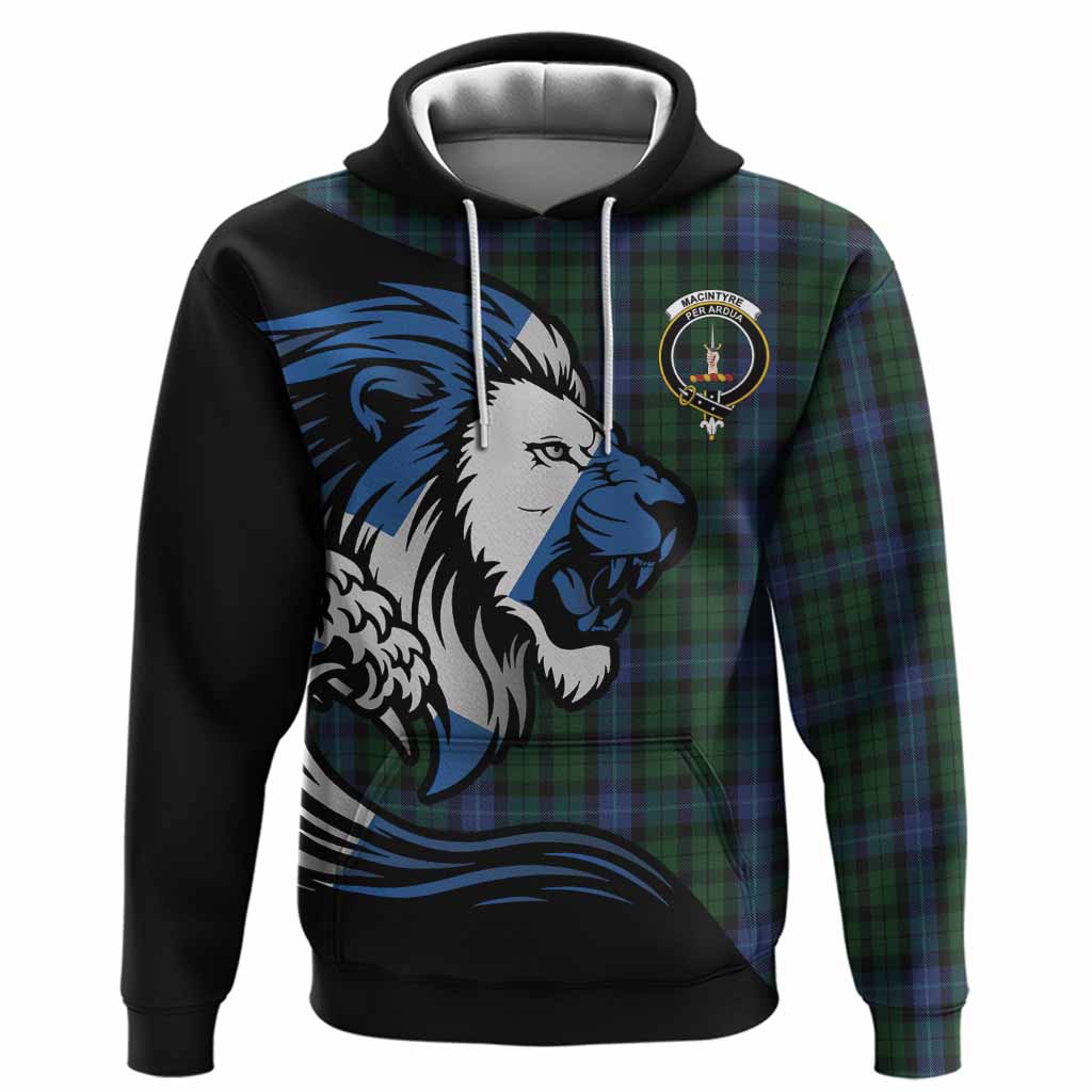 MacIntyre (McIntyre) Tartan Crest Hoodie Scottish Golden Lions Wave Flow