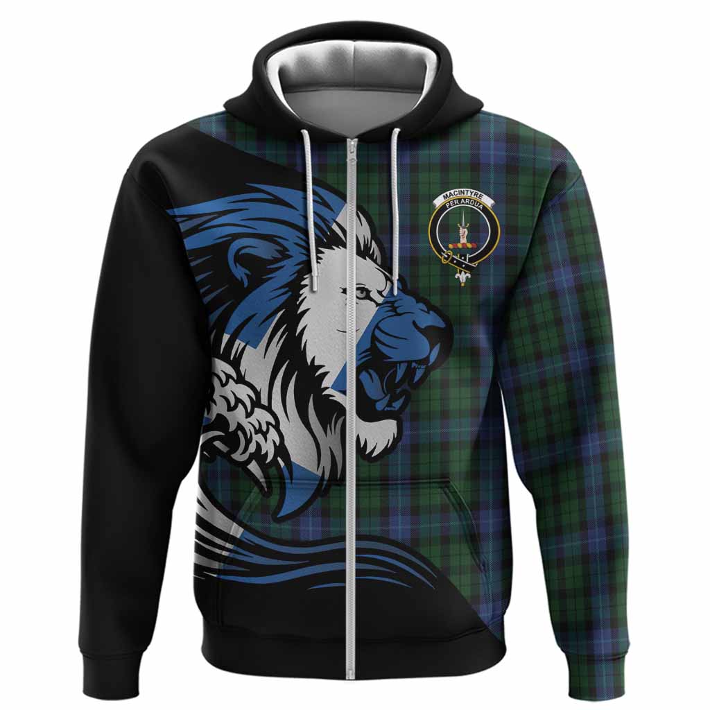 MacIntyre (McIntyre) Tartan Crest Hoodie Scottish Golden Lions Wave Flow