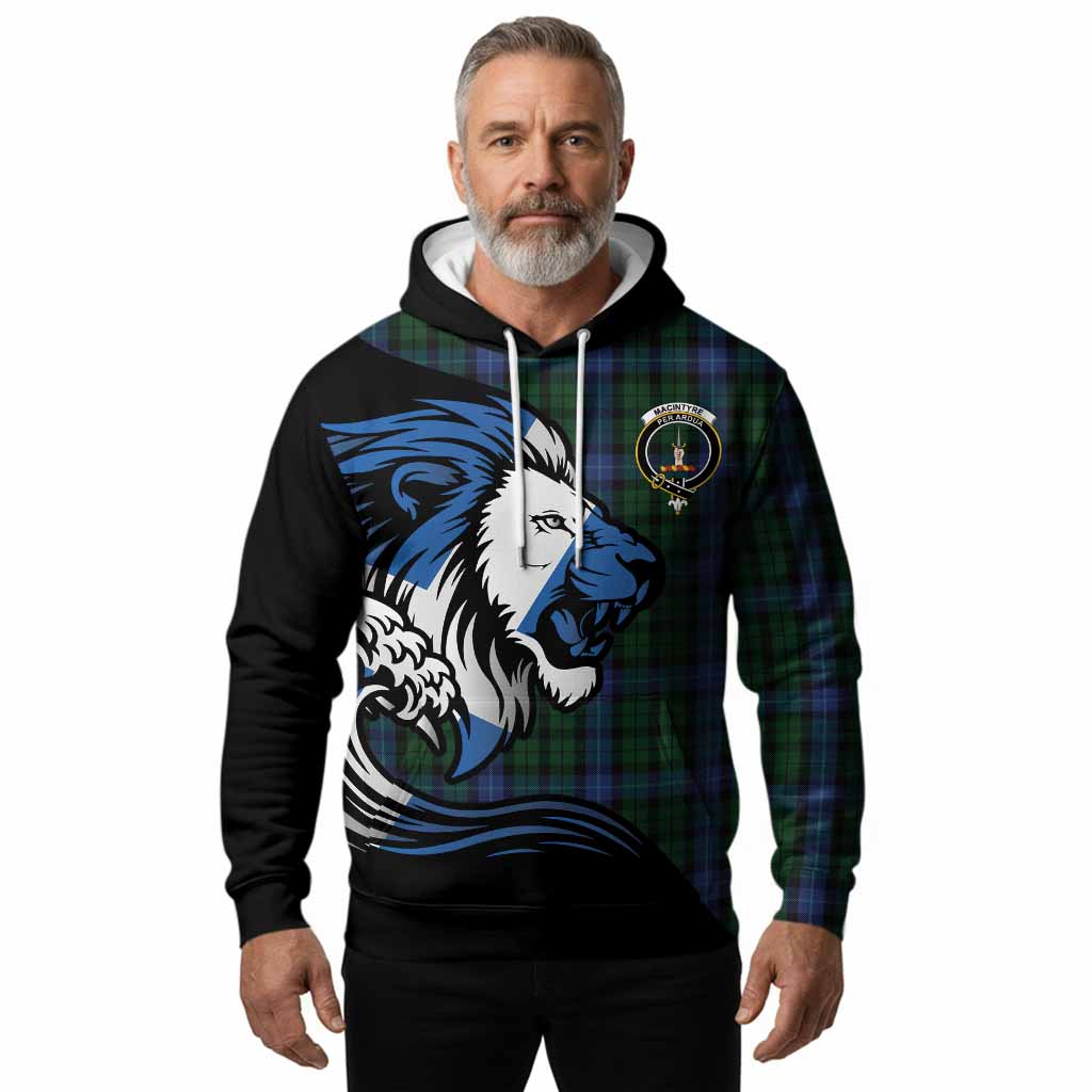 MacIntyre (McIntyre) Tartan Crest Hoodie Scottish Golden Lions Wave Flow