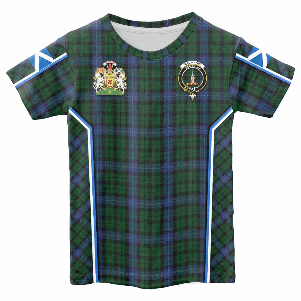 MacIntyre (McIntyre) Tartan Crest Kid T-shirt Scotland Coat of Arm Flag Style - Tartan Vibes Clothing