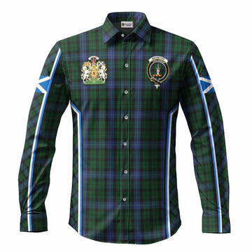 MacIntyre (McIntyre) Tartan Crest Long Sleeve Button Shirts Scotland Coat of Arm Flag Style