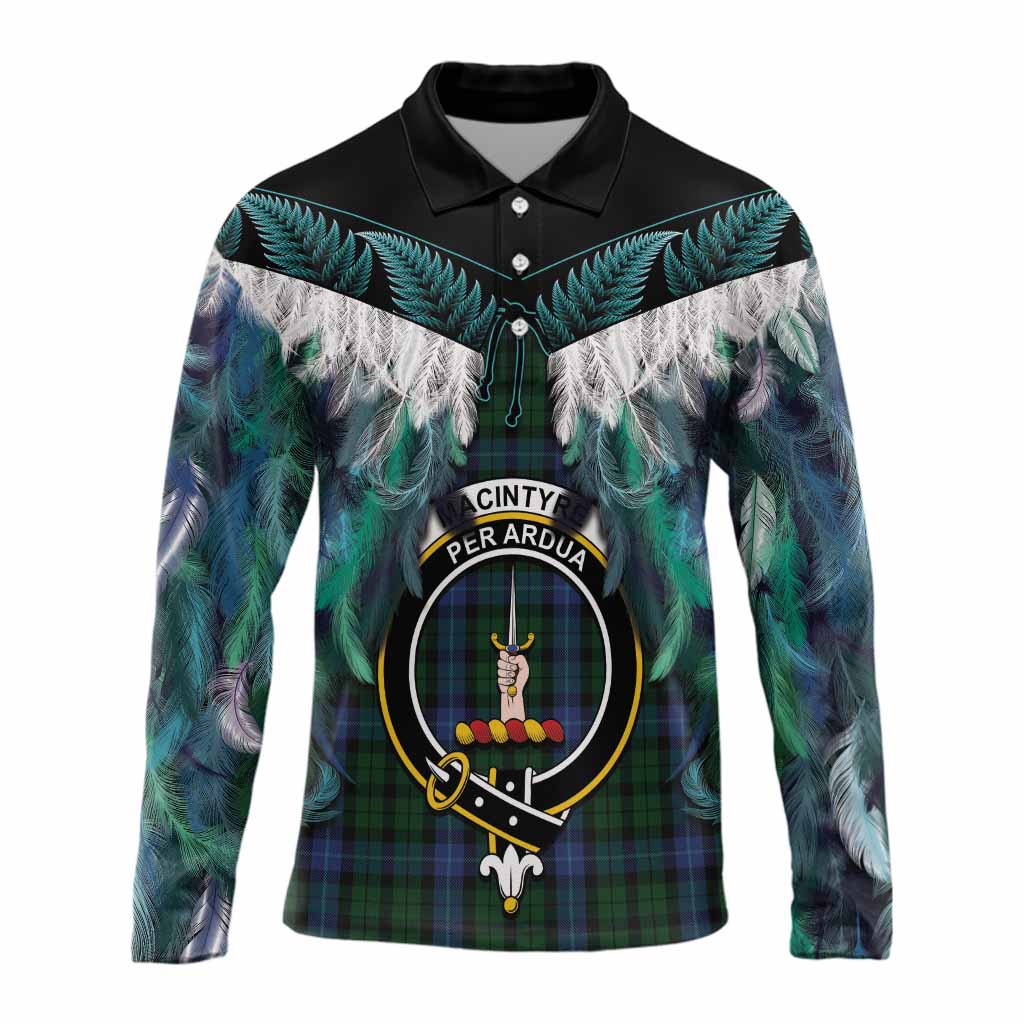 MacIntyre (McIntyre) Tartan Crest Long Sleeve Polo Shirt New Zealand Maori Korowai Cloak