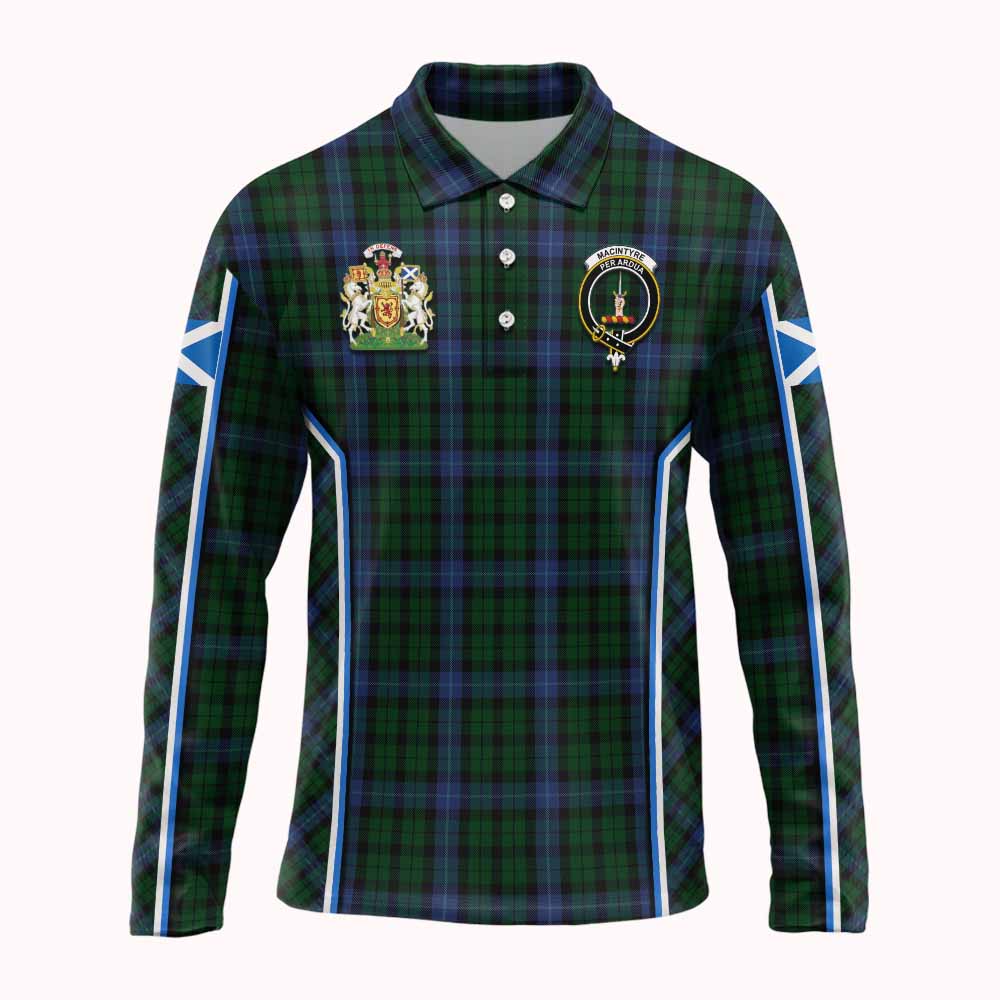 MacIntyre (McIntyre) Tartan Crest Long Sleeve Polo Shirt Scotland Coat of Arm Flag Style - Tartan Vibes Clothing