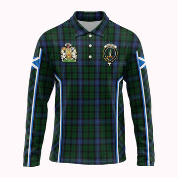 MacIntyre (McIntyre) Tartan Crest Long Sleeve Polo Shirt Scotland Coat of Arm Flag Style