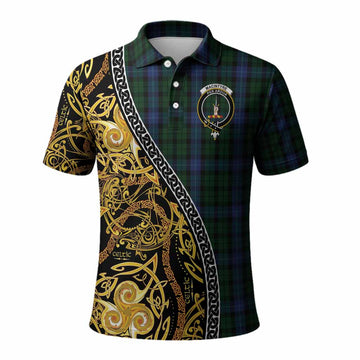 MacIntyre (McIntyre) Tartan Crest Polo Shirt Celtic Knot and Triple Trickle Spiral Symbols