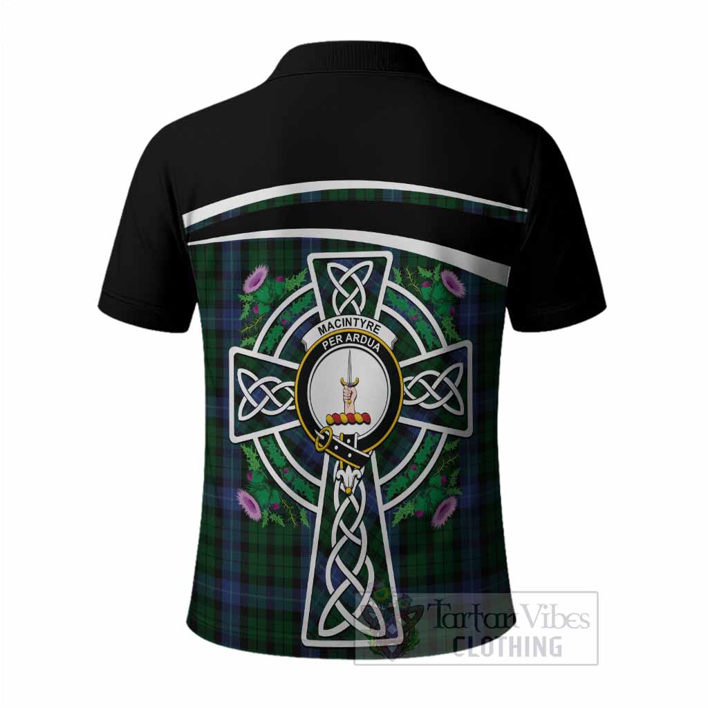 MacIntyre (McIntyre) Tartan Crest Polo Shirt Scottish Thistle Celtic Cross Alba Gu Brath
