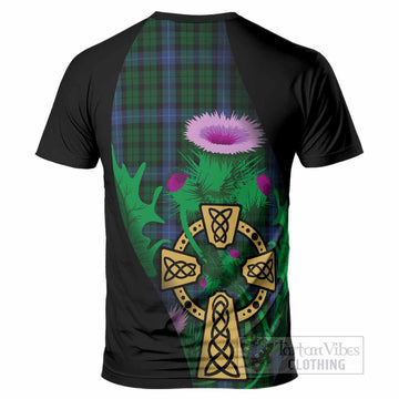 MacIntyre (McIntyre) Tartan Crest T-Shirt Celtic Cross Thistle Flowers