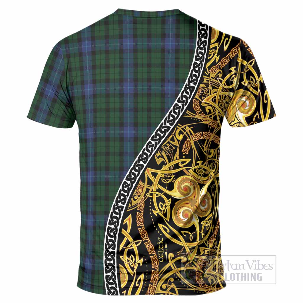 MacIntyre (McIntyre) Tartan Crest T-Shirt Celtic Knot and Triple Trickle Spiral Symbols