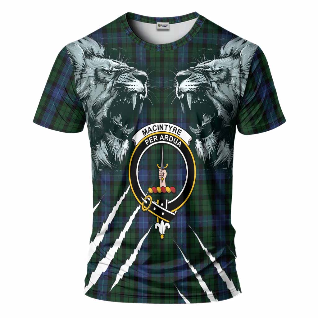 MacIntyre (McIntyre) Tartan Crest T-Shirt Ferocious Lion Style