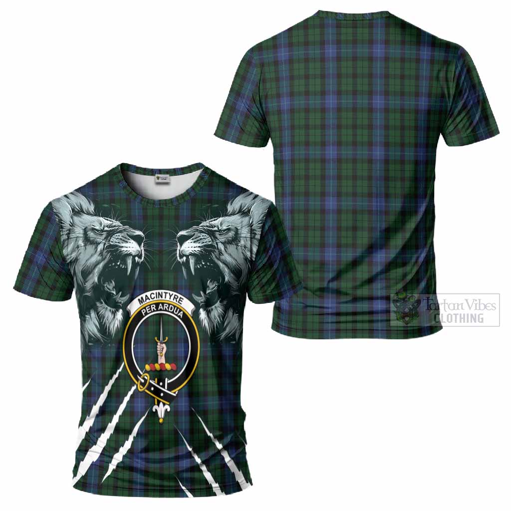 MacIntyre (McIntyre) Tartan Crest T-Shirt Ferocious Lion Style
