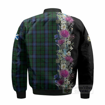 MacIntyre (McIntyre) Tartan Crest Thistle Floral Bomber Jacket - Tartan Vibes Clothing