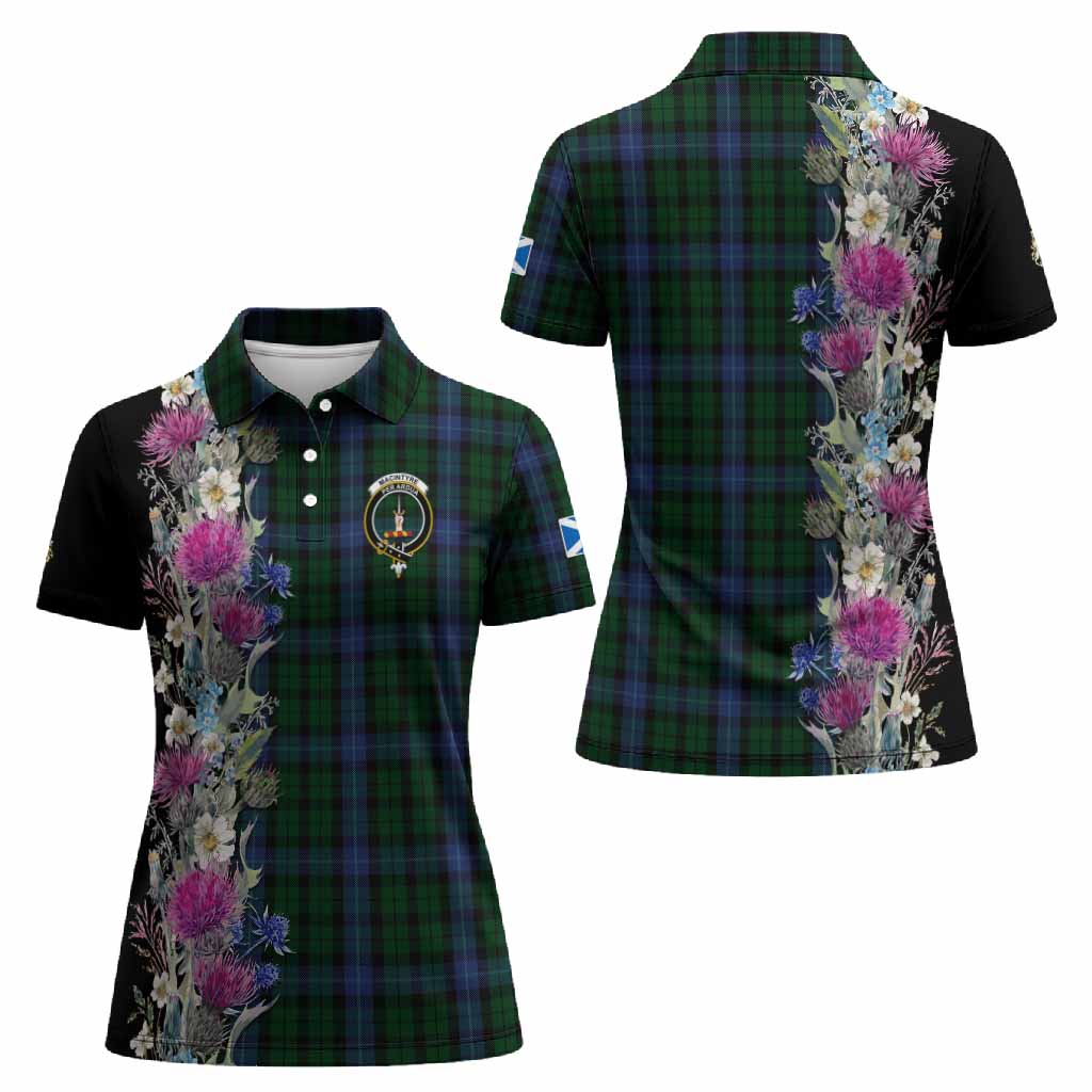 MacIntyre (McIntyre) Tartan Crest Thistle Floral Women Polo Shirt