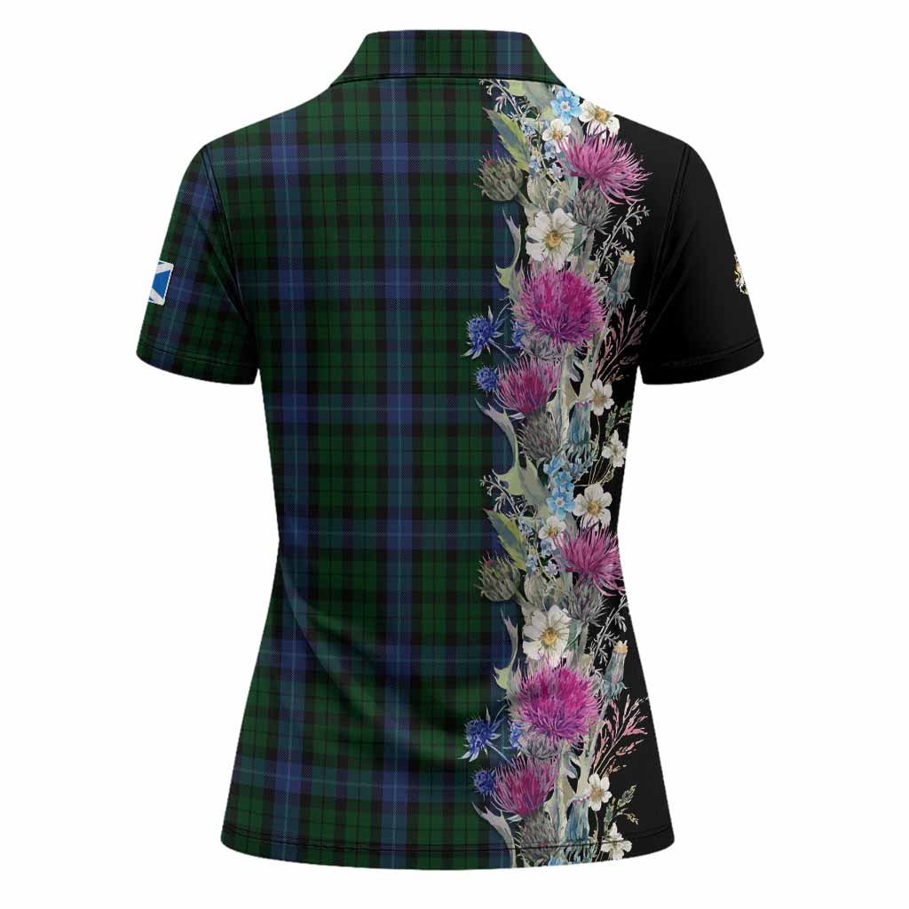 MacIntyre (McIntyre) Tartan Crest Thistle Floral Women Polo Shirt