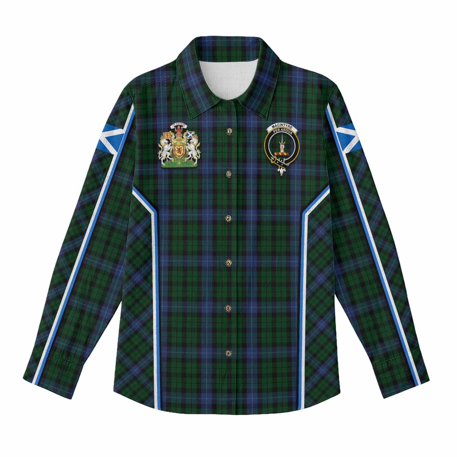 MacIntyre (McIntyre) Tartan Crest Women Casual Shirt Scotland Coat of Arm Flag Style - Tartan Vibes Clothing