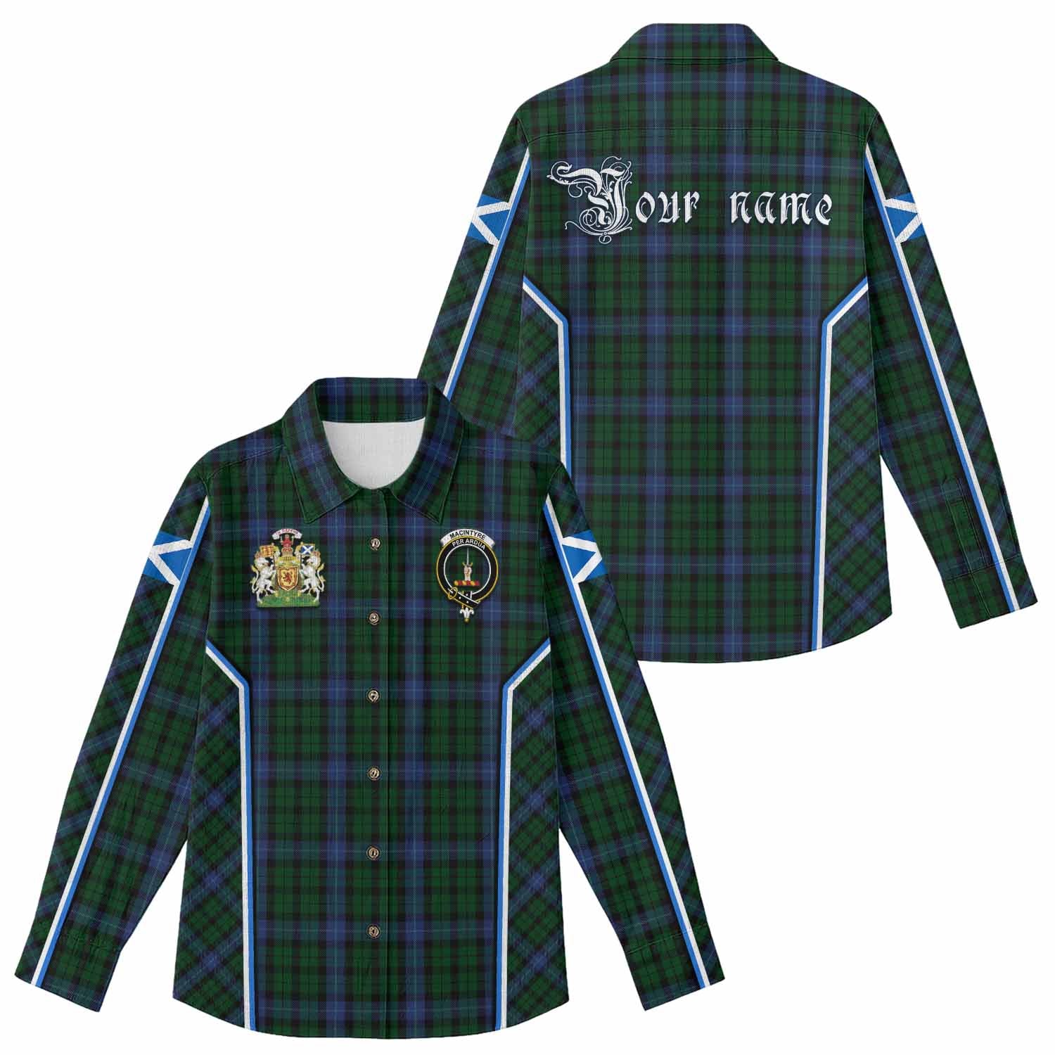 MacIntyre (McIntyre) Tartan Crest Women Casual Shirt Scotland Coat of Arm Flag Style - Tartan Vibes Clothing