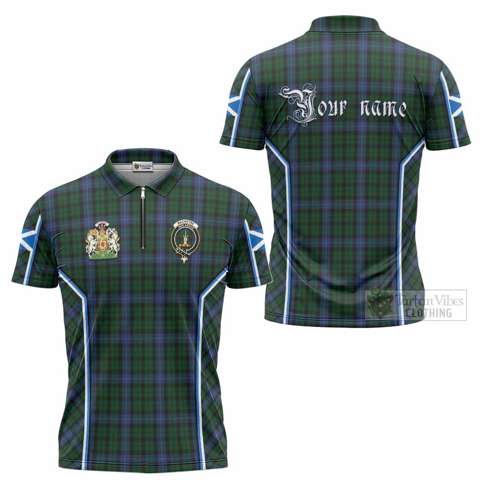 MacIntyre (McIntyre) Tartan Crest Zipper Polo Shirt Scotland Coat of Arm Flag Style - Tartan Vibes Clothing