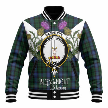 MacIntyre (McIntyre) Tartan Family Crest Baseball Jacket Scottish Burns Night Thistle Floral