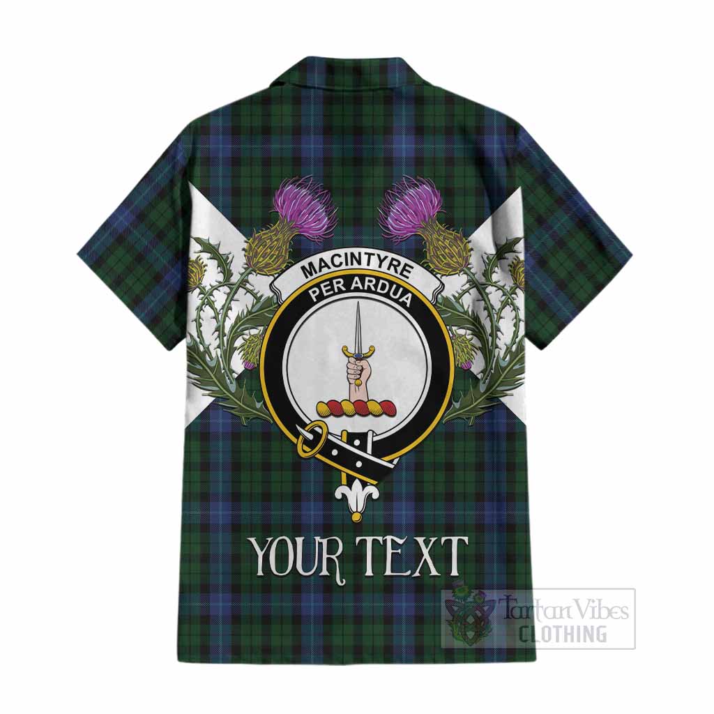 MacIntyre (McIntyre) Tartan Family Crest Cotton Hawaiian Shirt Scottish Burns Night Thistle Floral
